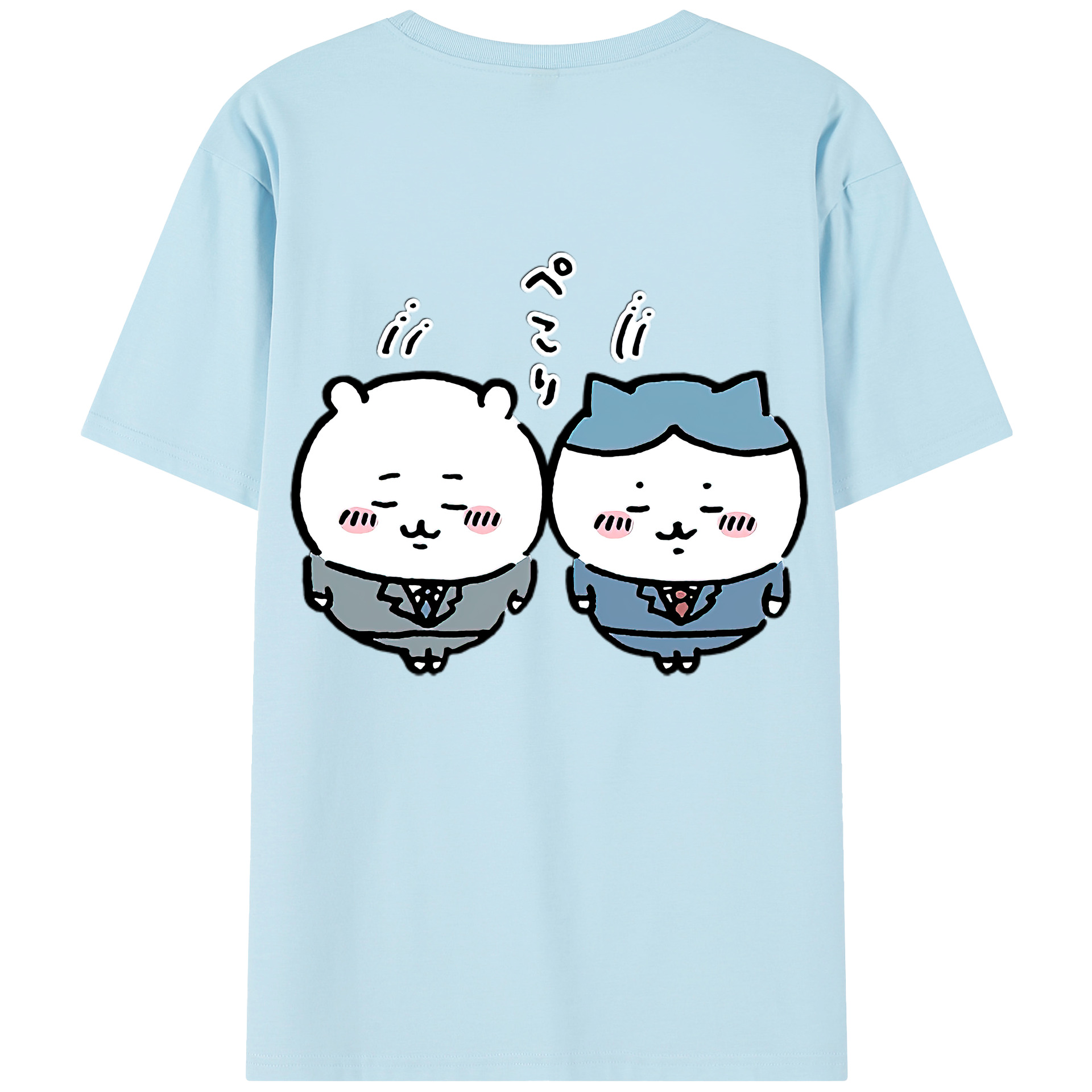 （画像用） ちいかわ ハチワレ Chii-kawa hachiware 綿100％半袖Tシャツ（背面プリント）